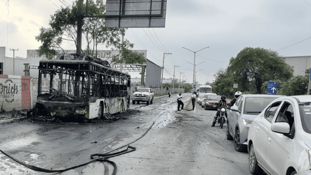 camión quemado en Apodaca de la ruta 327 Anzures por falla eléctrica