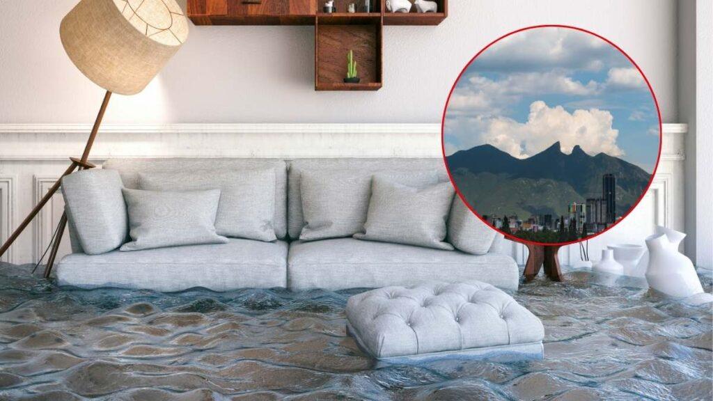Habitación bien iluminada con muebles y una pequeña imágen donde se muestran las montañas de Monterrey